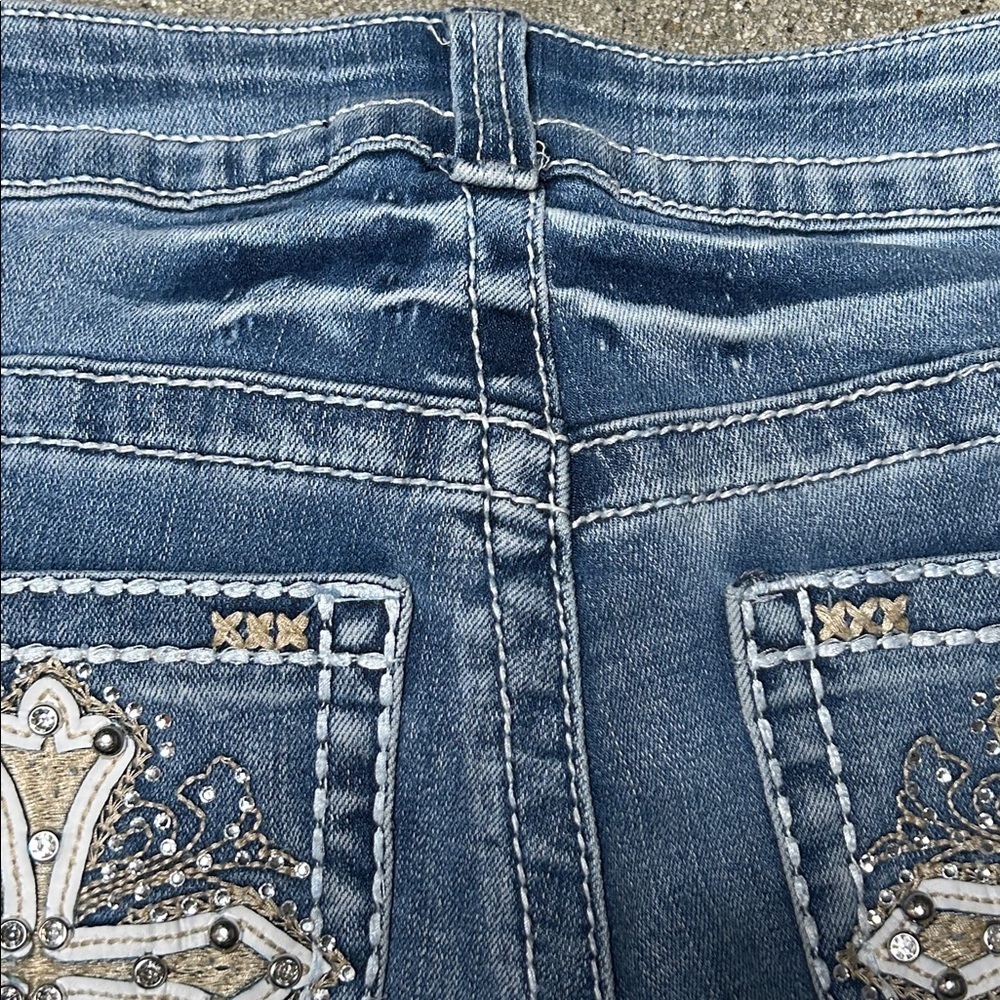 Legend Women's Flare Jeans in Classic Blue with Rhinestones - Picture 8 of 8